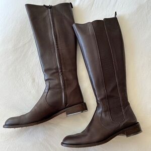 Boden Brown Leather Knee High Gusset Boots Size 10